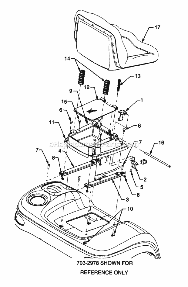 Seat Assembly Diagram and Parts List for 3185 14A-665-100 Cub Cadet Lawn Tractor